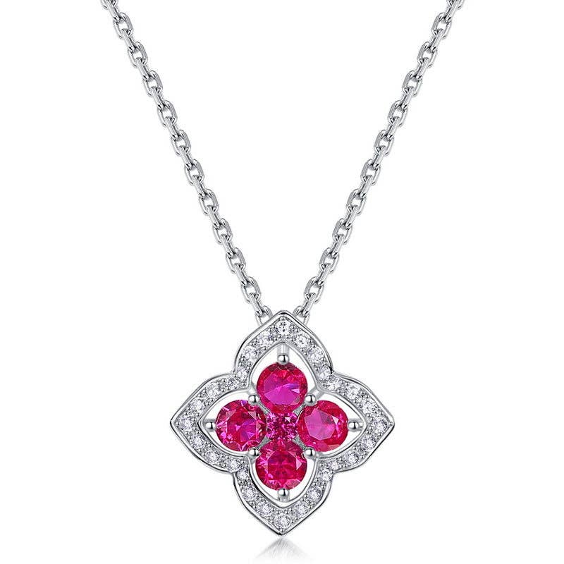 Ruby Clover Charm Necklace