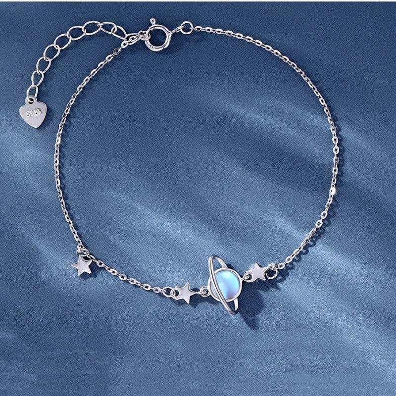 Moonstone Planet Charm Bracelet