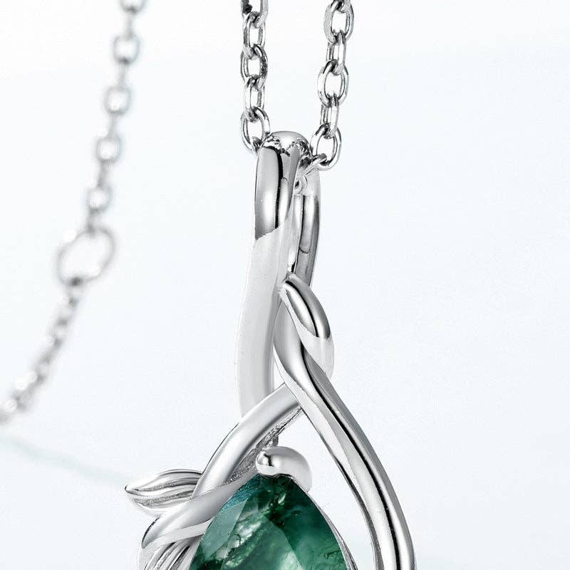 Willow Drop Moss Agate Necklace