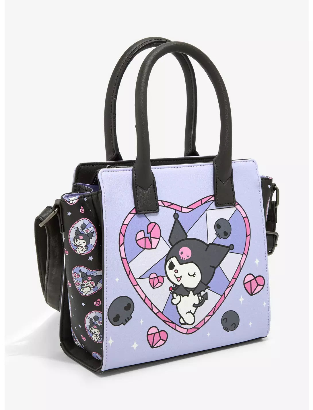 Loungefly Sanrio Kuromi Heart Stained Glass Satchel Crossbody Bag