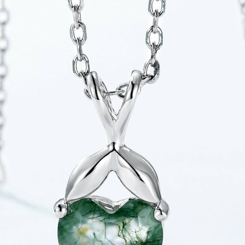 Evergreen Heart Moss Agate Necklace