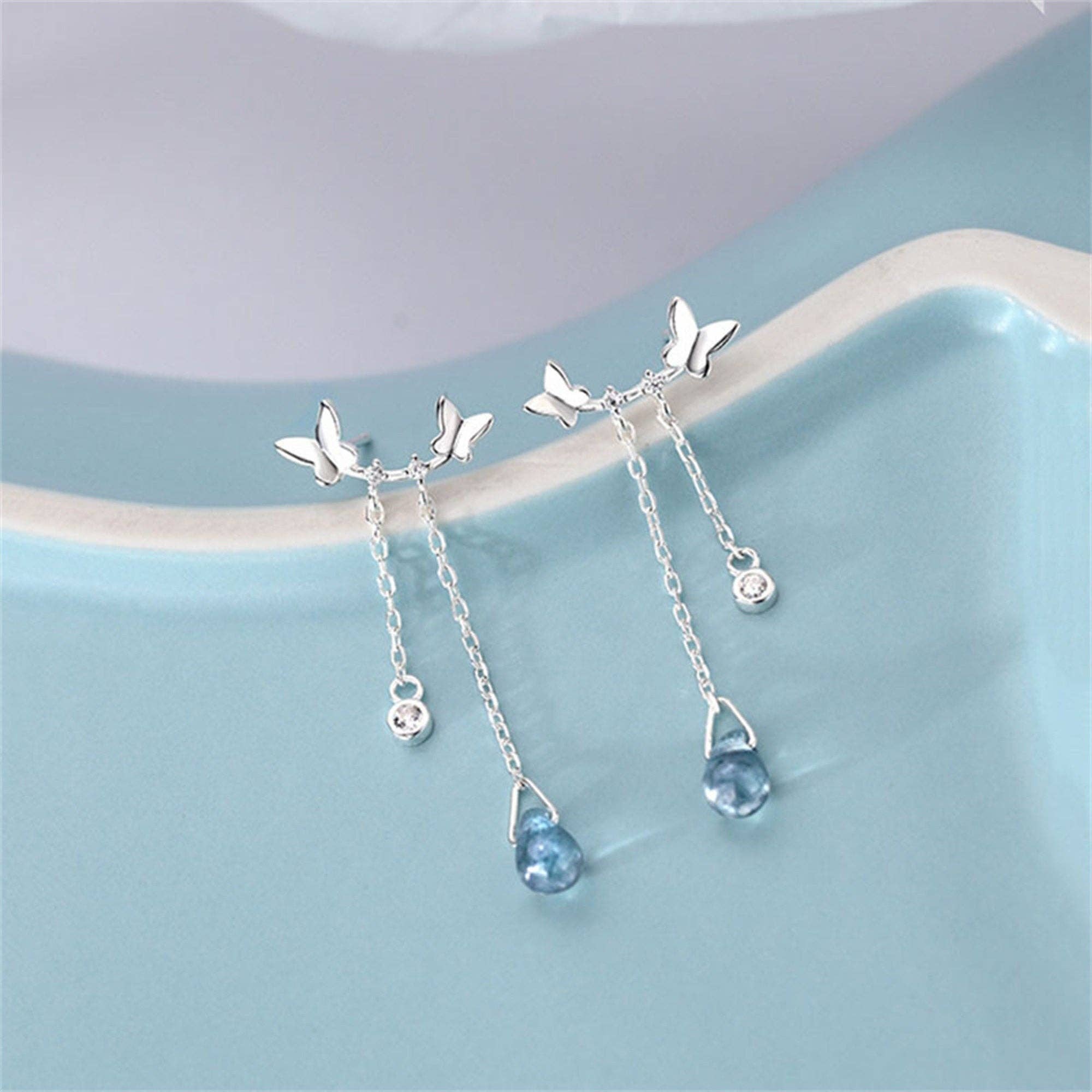 Butterfly Drop Chain Earrings