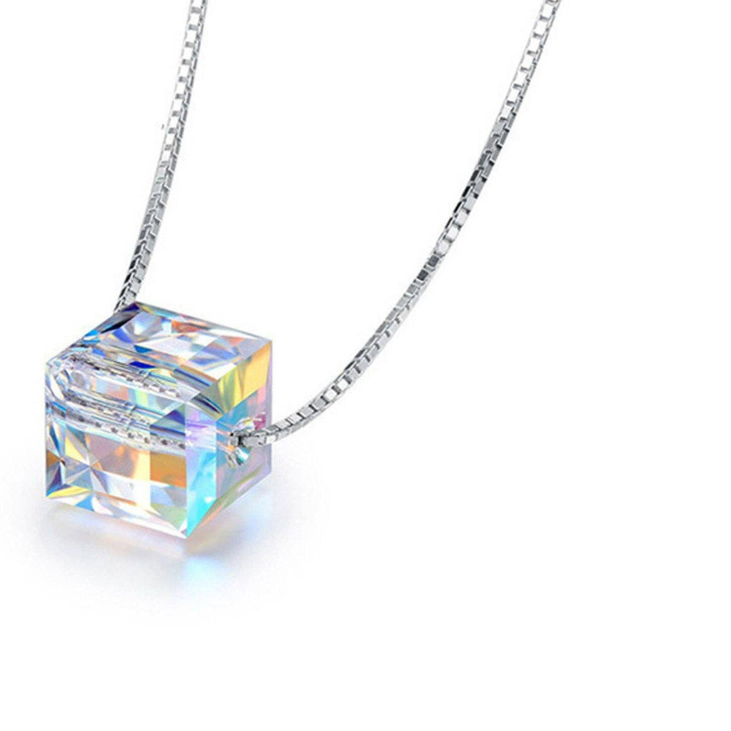 Crystal Cube Pendant Necklace
