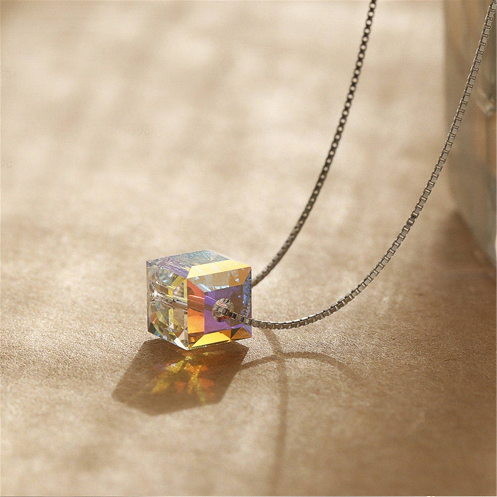 Crystal Cube Pendant Necklace