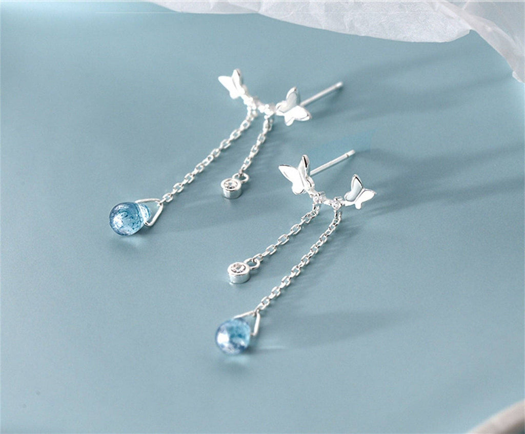 Butterfly Drop Chain Earrings