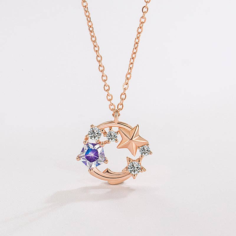 Shooting Star Circle Charm Necklace