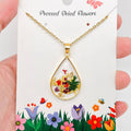 Pressed Bloom Teardrop Necklace
