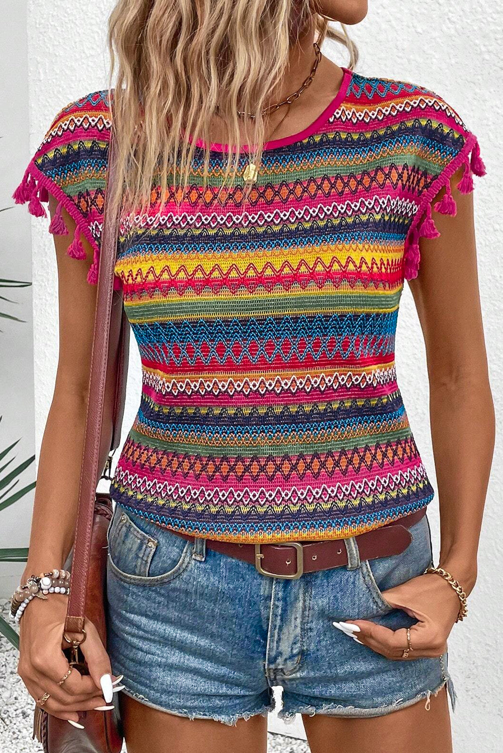 Fiesta Fringe Jacquard Top