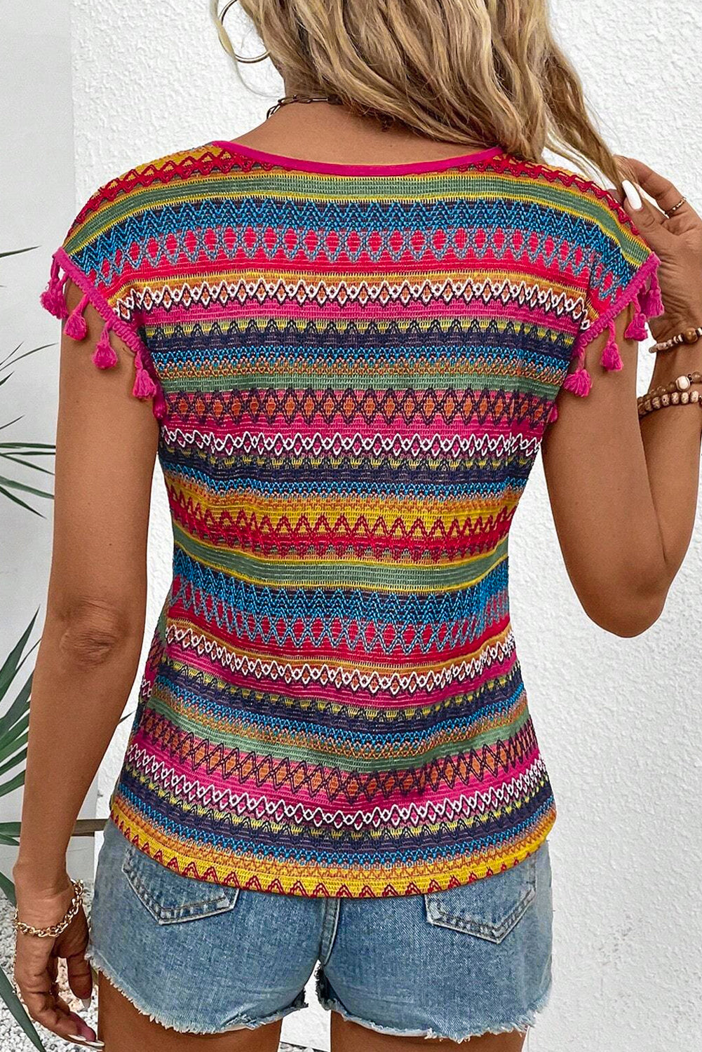 Fiesta Fringe Jacquard Top