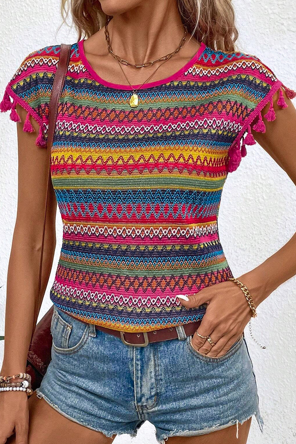 Fiesta Fringe Jacquard Top