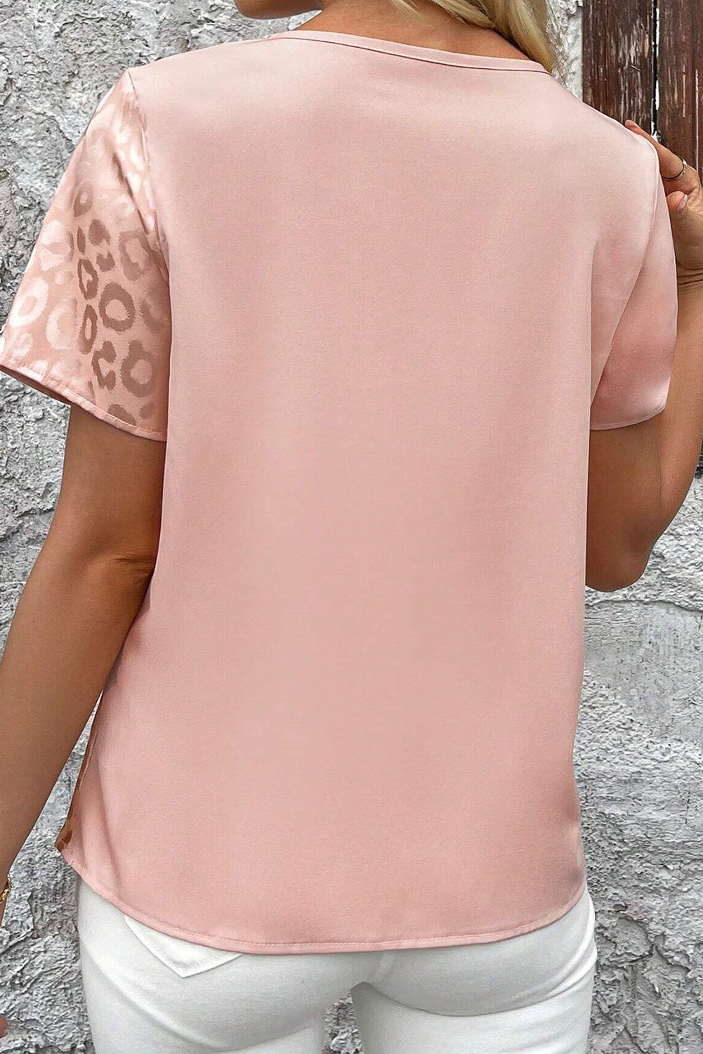 Blush Leopard Crisscross Blouse