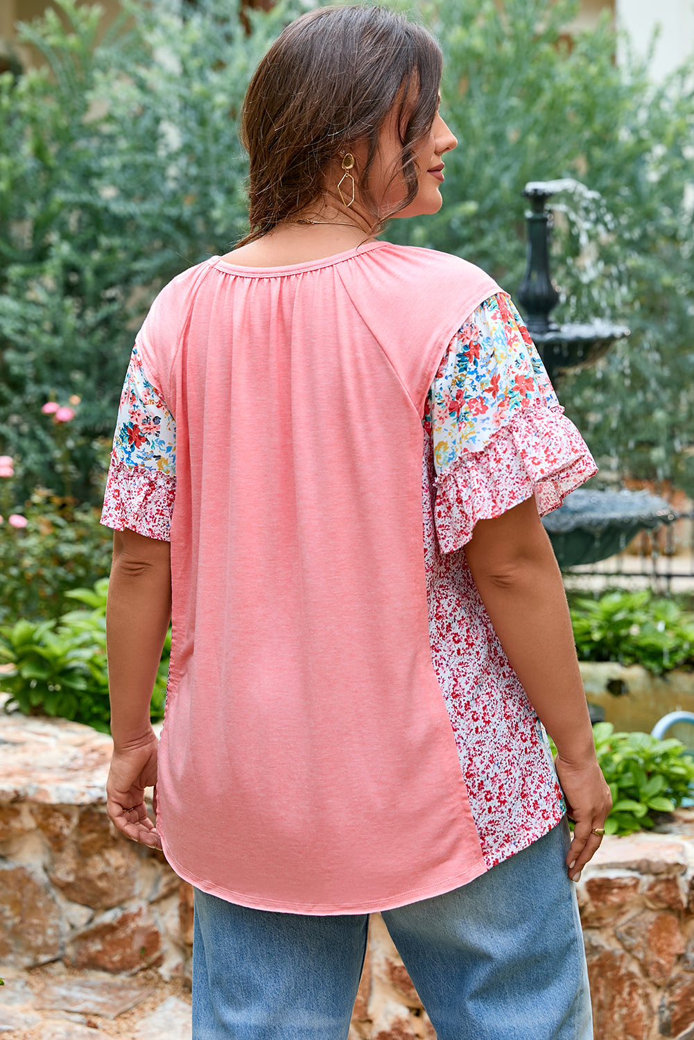 Blush Garden Ruffle Top (Curvy)