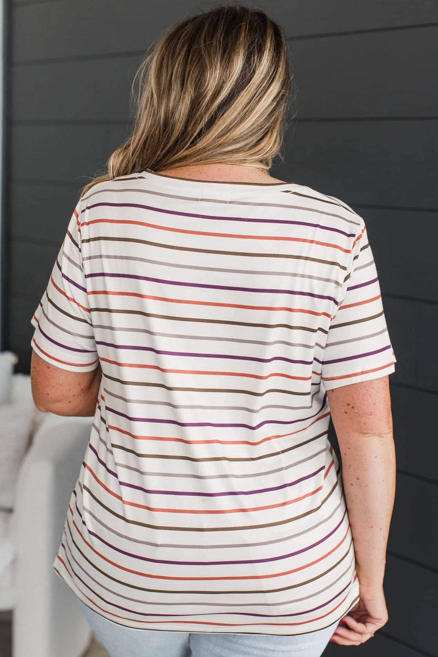 Everyday Stripe V-Neck Tee (Curvy)