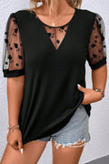 Midnight Mesh Sleeve V-Neck Top (Curvy)
