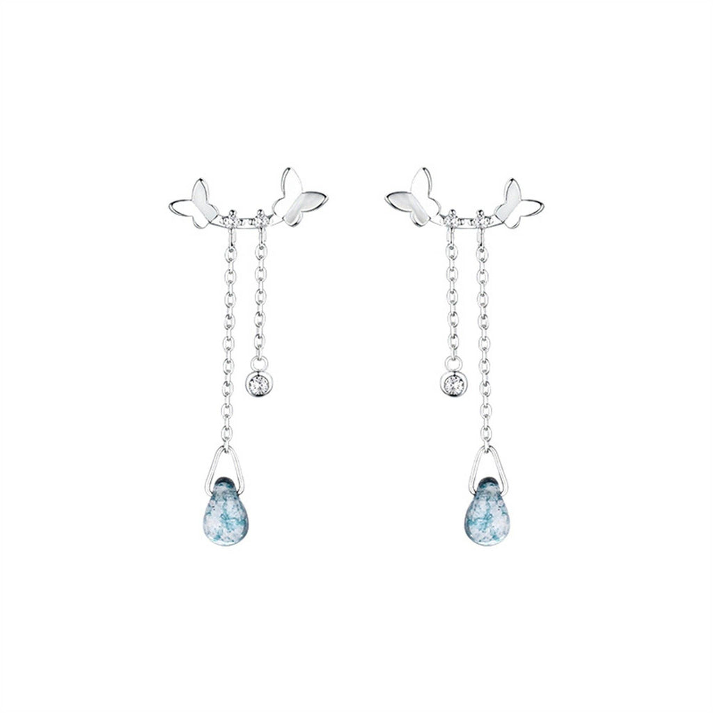 Butterfly Drop Chain Earrings