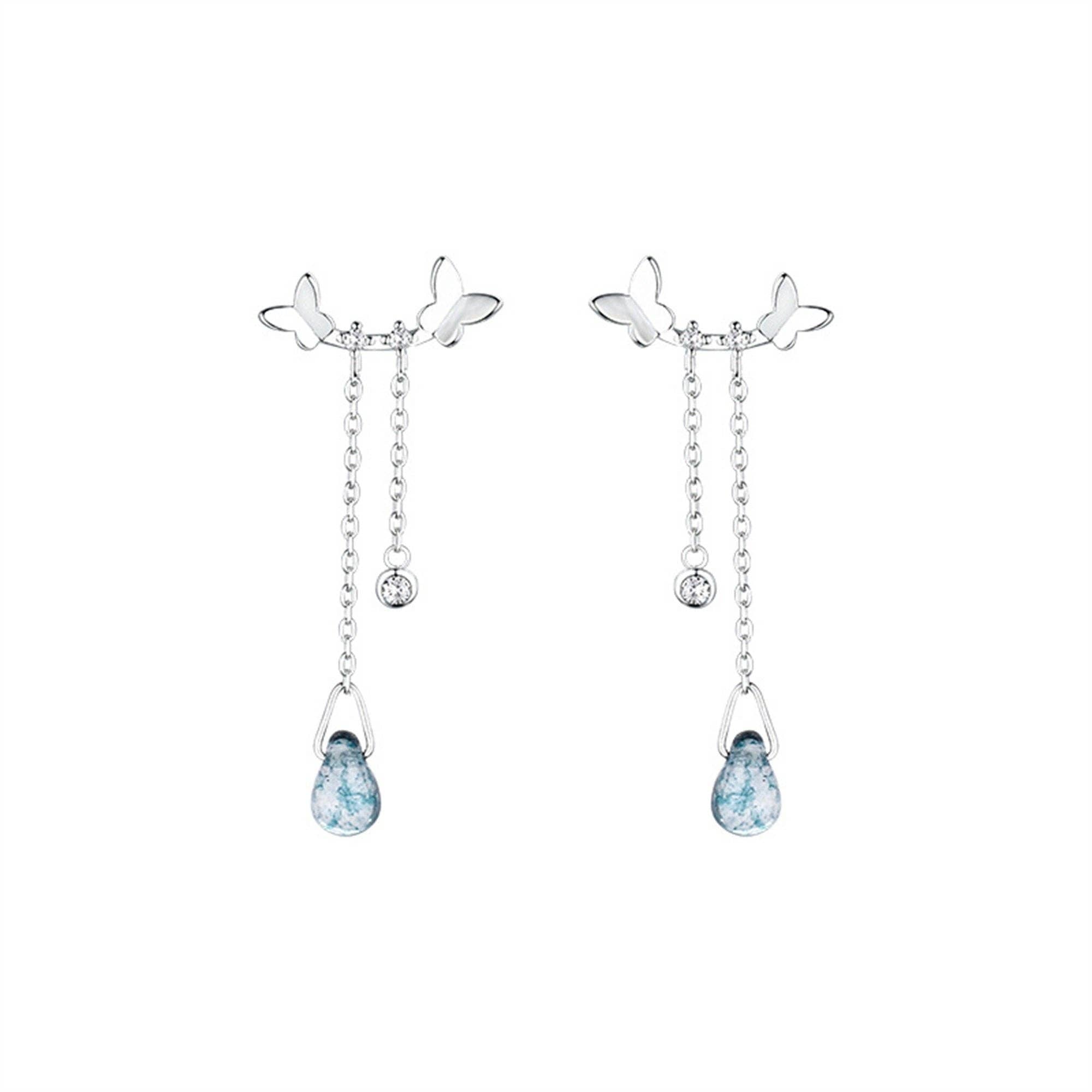Butterfly Drop Chain Earrings