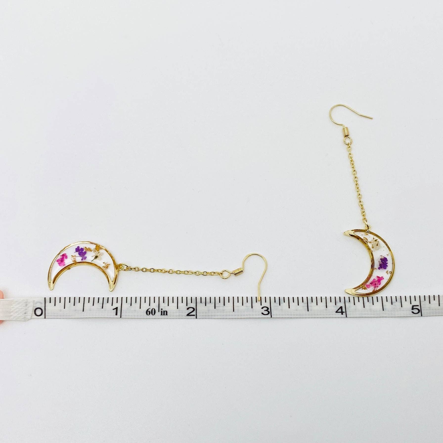 Moon Dried Flower Drop Earrings