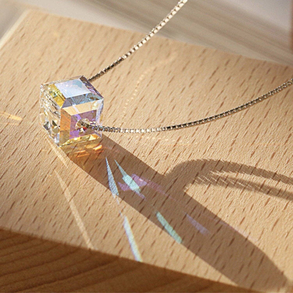 Crystal Cube Pendant Necklace