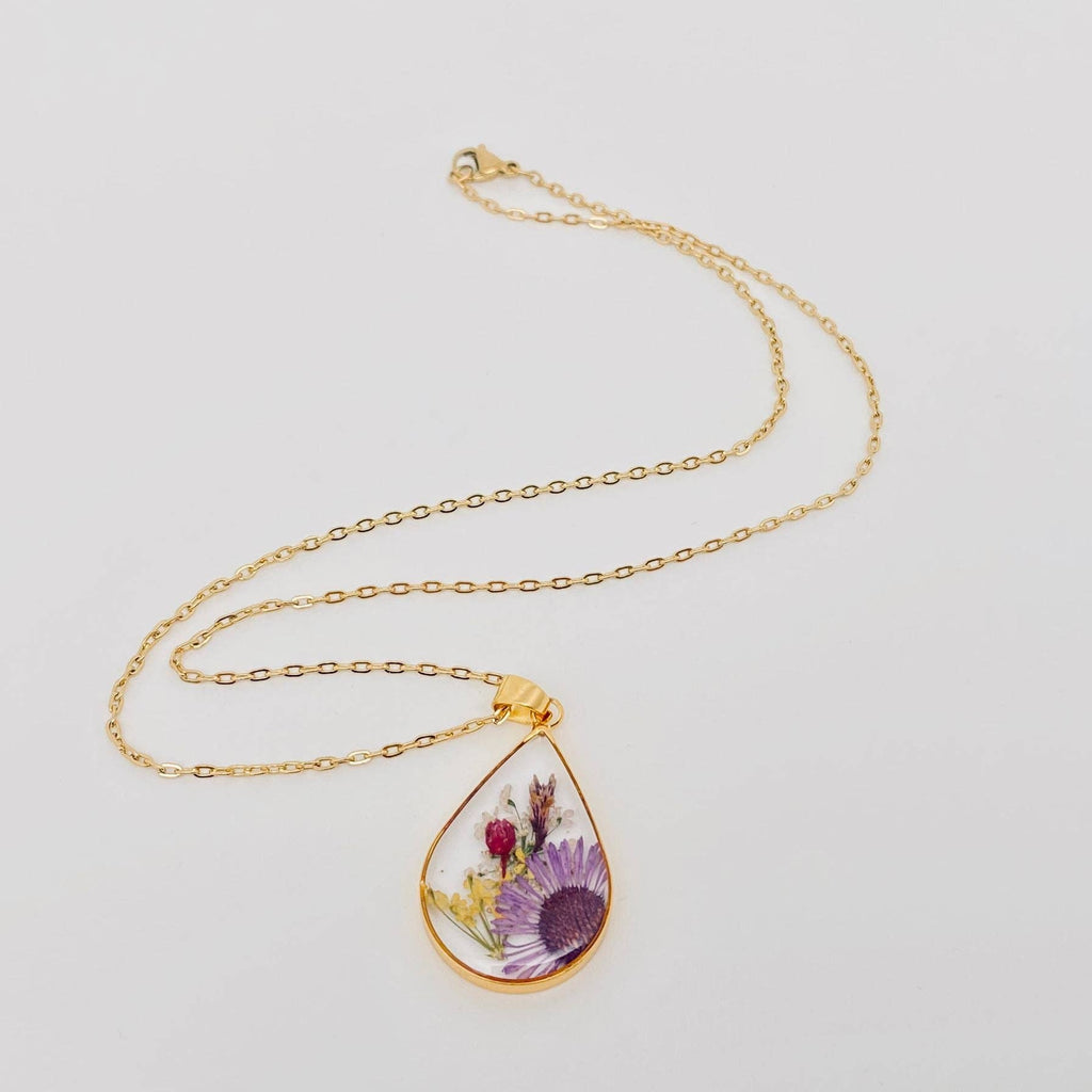Pressed Bloom Teardrop Necklace
