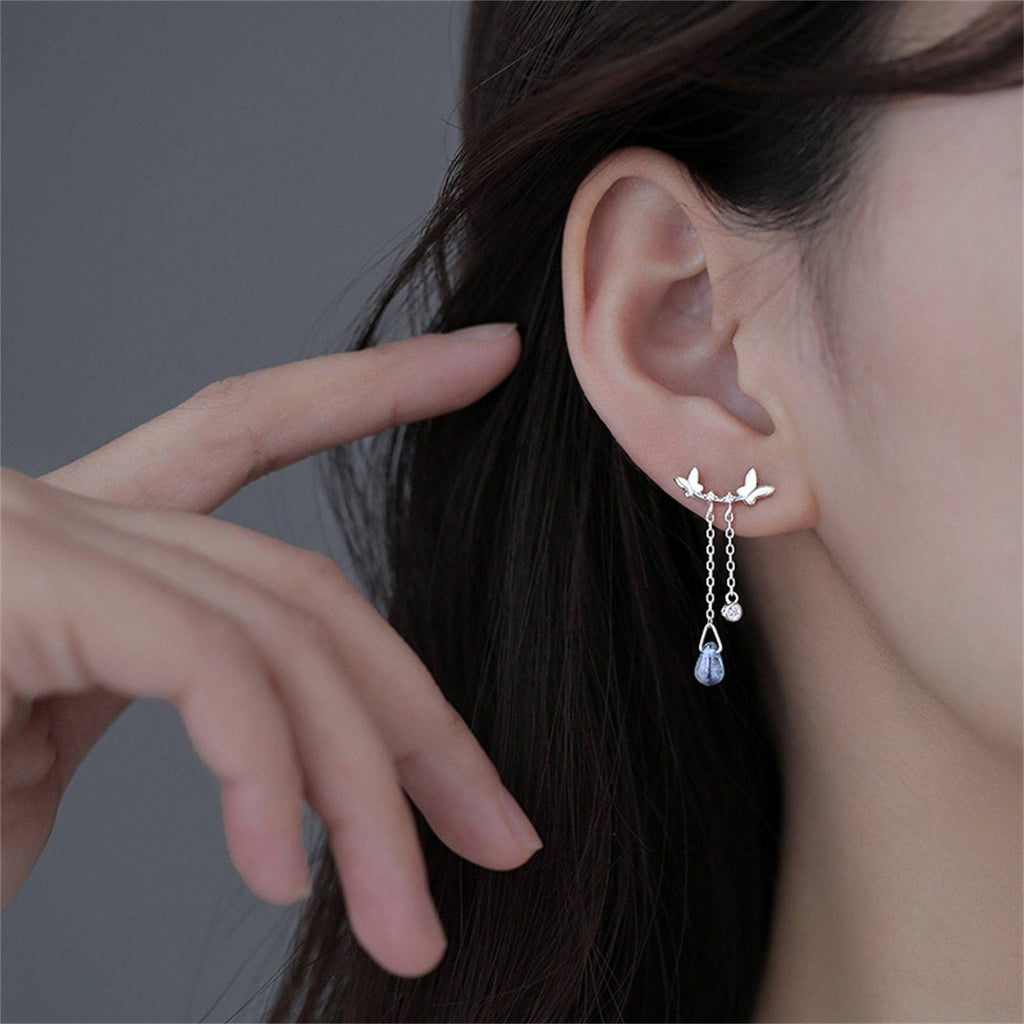 Butterfly Drop Chain Earrings