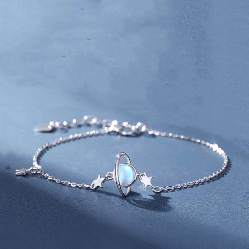 Moonstone Planet Charm Bracelet
