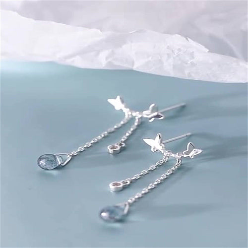 Butterfly Drop Chain Earrings