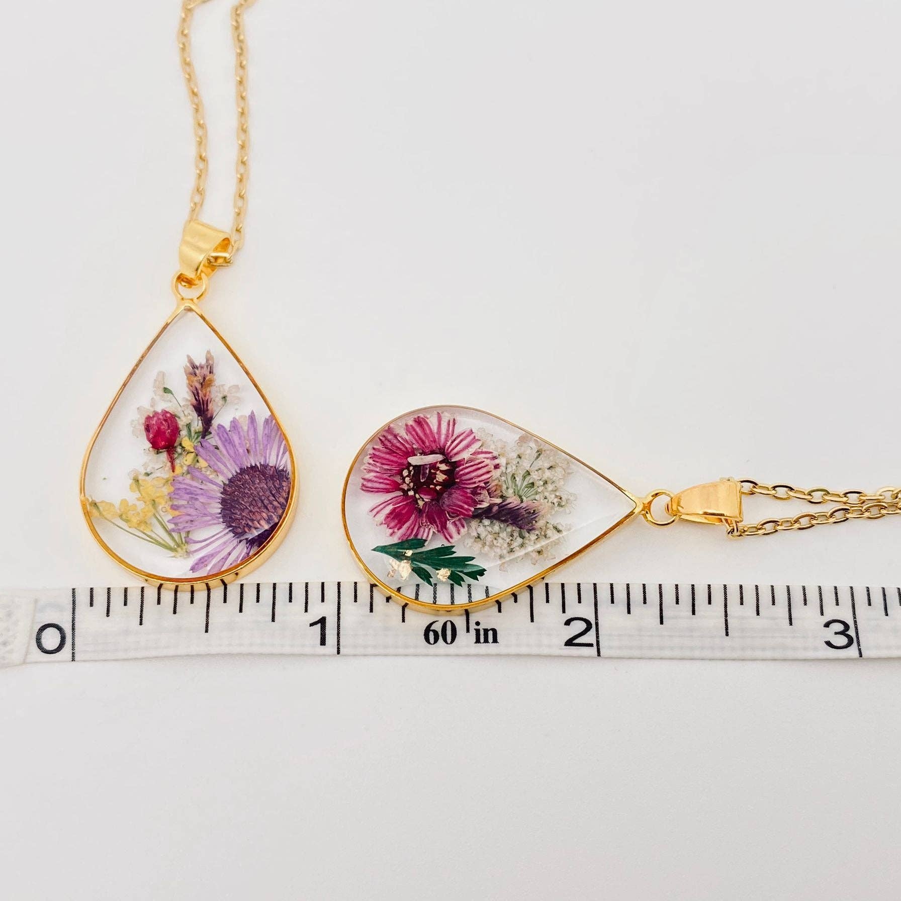 Pressed Bloom Teardrop Necklace