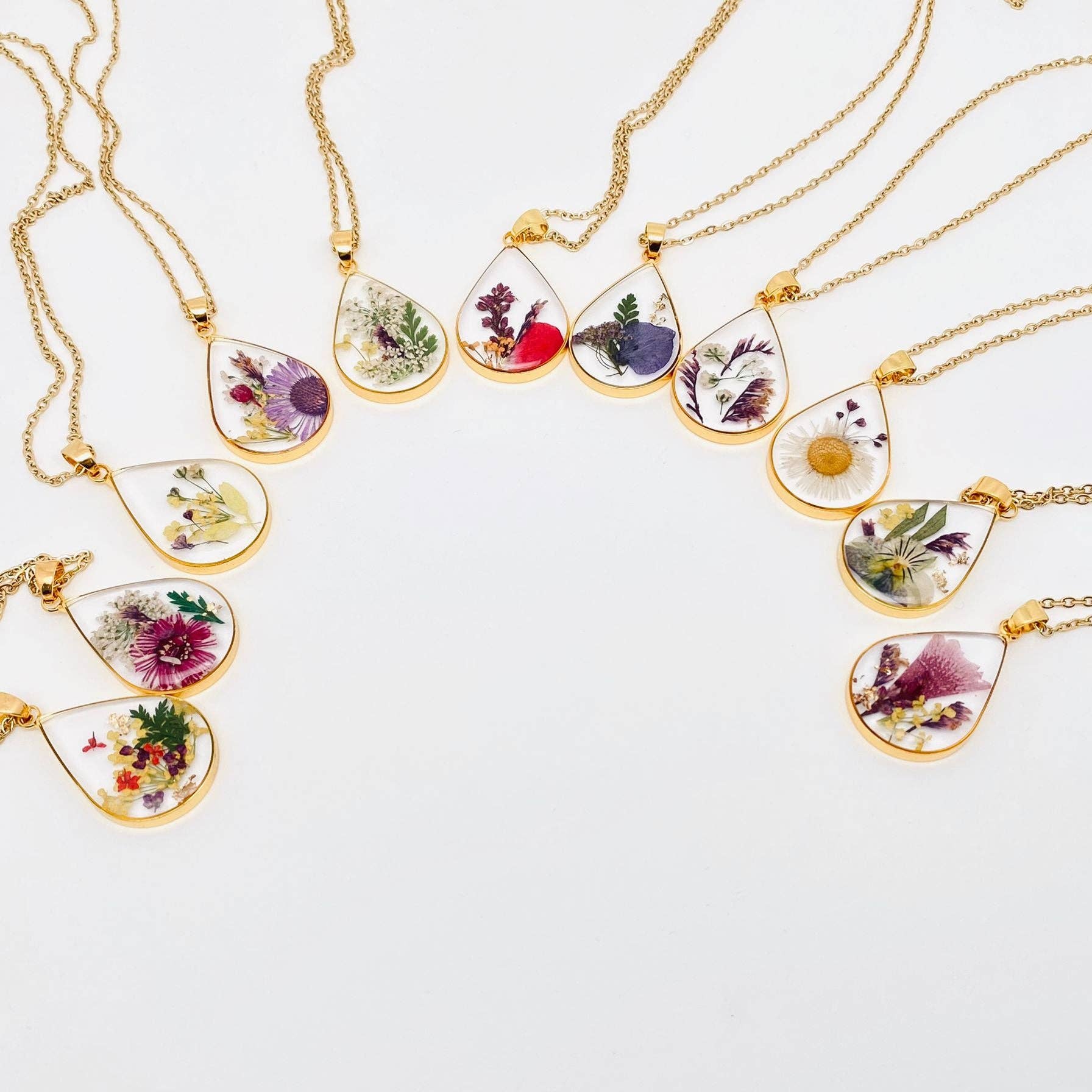 Pressed Bloom Teardrop Necklace