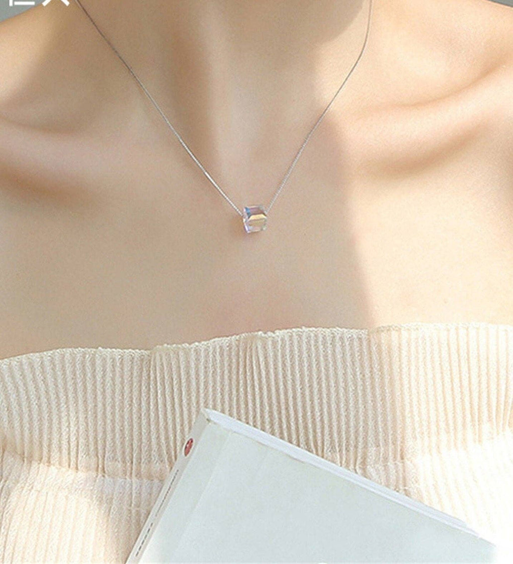 Crystal Cube Pendant Necklace