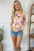 Blush Floral Cowl Neck Top